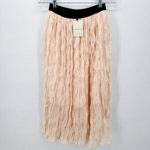 PEPALOVES Pleated Long Skirt Ivory Blush SMALL and MEDIUM